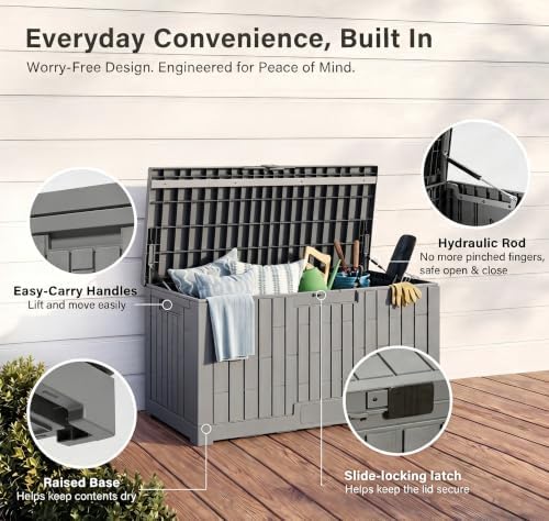 LAUSAINT HOME 100 Gallon Resin Deck Box, Package Delivery Box - Image 3