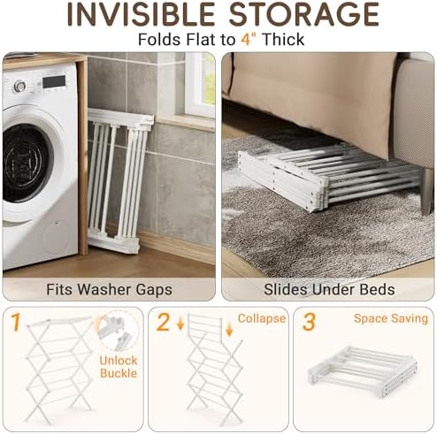 Extra Wide Foldable Clothes Drying Rack, Reinforced Joints - Image 4