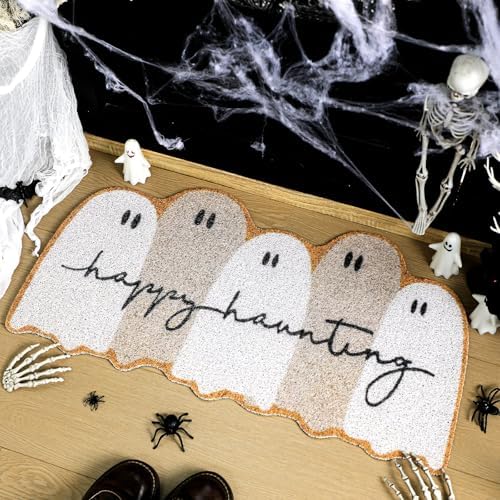 Tinideya Halloween Ghost Welcome Doormat Outdoor Coir Door Mat by Tinideya