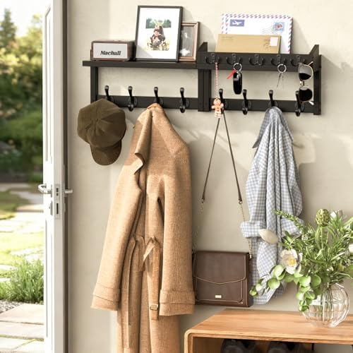 35'' Long Black Coat Rack Wall Mount - Image 2