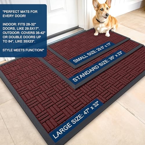 OLANLY Front Door Mat Outside Entrance 47x23, Heavy-Duty Rubber Doormat - Image 2