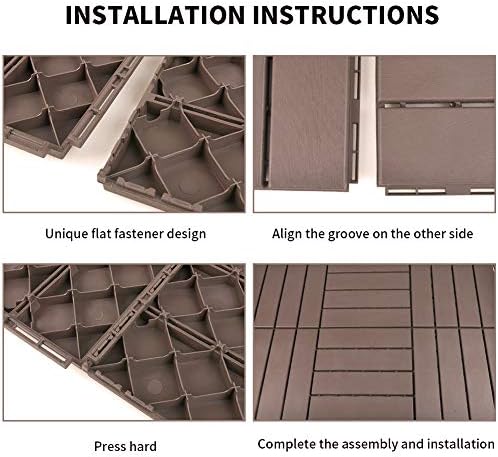 domi Outdoor Living Patio Deck Tiles, 12 x 12 inches Composite Interlocking - Image 5