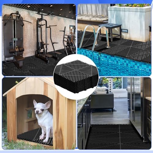 Barydat 24 Pcs 12x12 Garage Floor Tiles Interlocking Drainage - Image 5