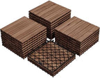 Yaheetech 27PCS Deck Tiles Acacia Wood Interlocking Outdoor Flooring by Yaheetech