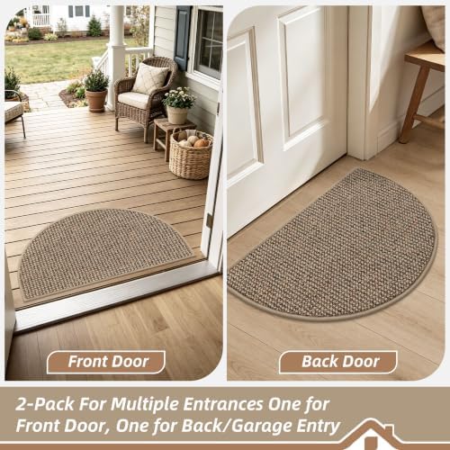 BEQHAUSE Dirt Trapper Door Mat Indoor 2 PCS Half Circle, 17x30 in - Image 4