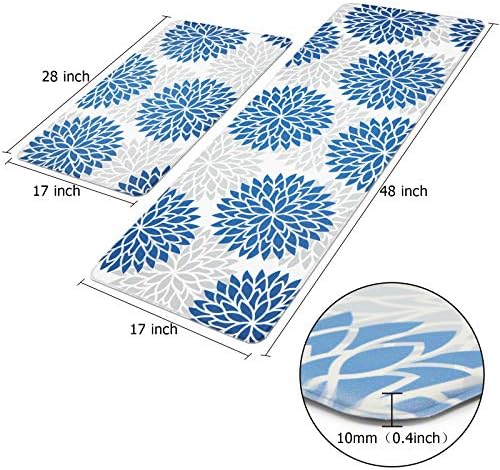 HEBE Kitchen Mats for Floor, Floral Anti Fatigue Kitchen Rugs Set of 2 - Image 5