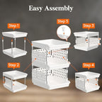 Lifewit 3 Tier Plastic Stackable Storage Baskets - Image 5