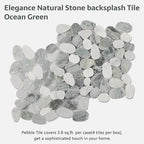 Pebble Tile, Ocean Green Sliced Pebble Stone Backspalsh Tiles, 4 Sheets - Image 4