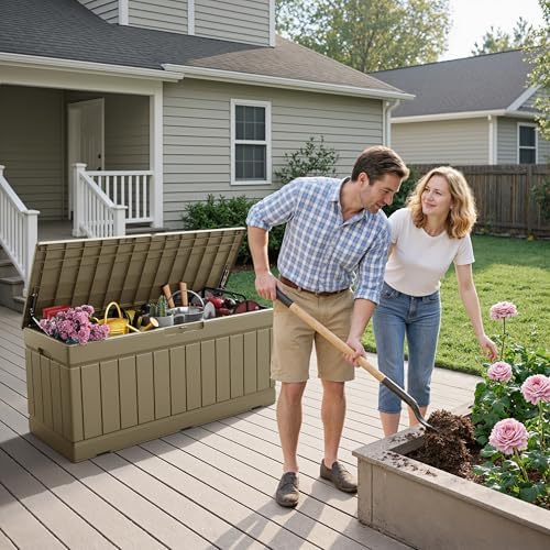 Flamaker Outdoor Storage Box 80 Gallon Resin Waterproof Deck Box - Image 2