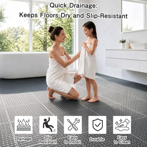 16 PCS Modular Interlocking Cushion Drainage Floor Tiles 10" x10 - Image 3
