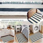 Blue and White Striped Outdoor Rug - Image 5