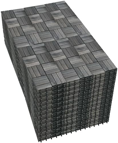 PrimeZone 432 PCS Solid Acacia Wood Interlocking Patio Deck Tiles Outdoor by PrimeZone
