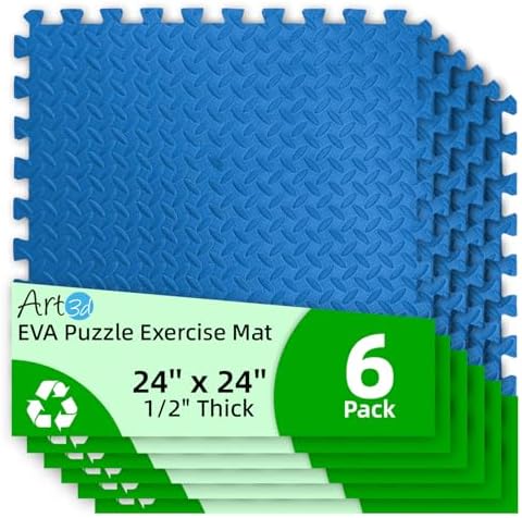 Art3d 6-Pack 24"x24" EVA Interlocking Exercise Mats, 24 Sq.Ft by Art3d