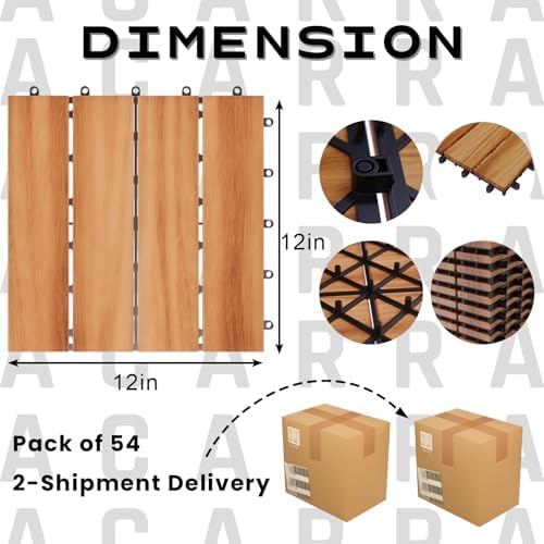 54 PCS Acacia Wood Interlocking Deck Tiles - Image 2