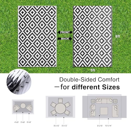 OLANLY Outdoor Rug 5x8 ft Waterproof Reversible Mat - Image 2