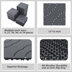 44 Pack Interlocking Deck Tiles, Easy Snap All-Weather Outdoor Deck Tiles - Image 2