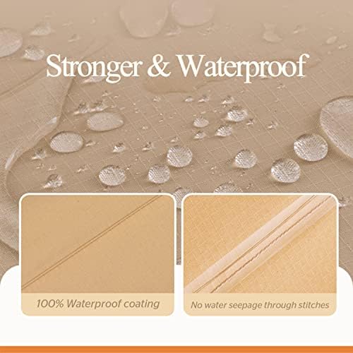 WJ-X3 Large Rectangular Beige Patio Table Cover - Image 3