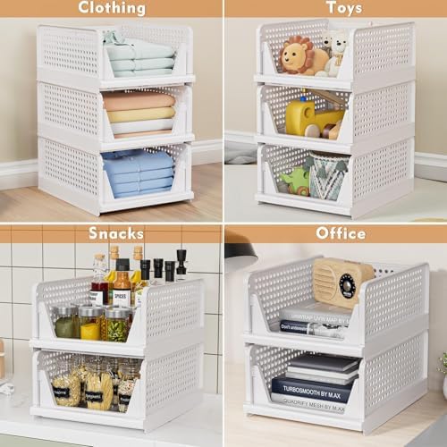 caktraie 5 Pack Stackable Closet Storage Basket - Image 3