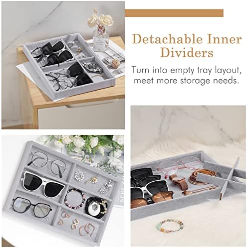 Emibele Bracelets Organizer Jewelry Tray, 12 Grids Velvet Tray Storage - Image 4