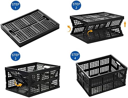 Eslite 34L Large Plastic Folding Storage Crates, Collapsible Crates - Image 3