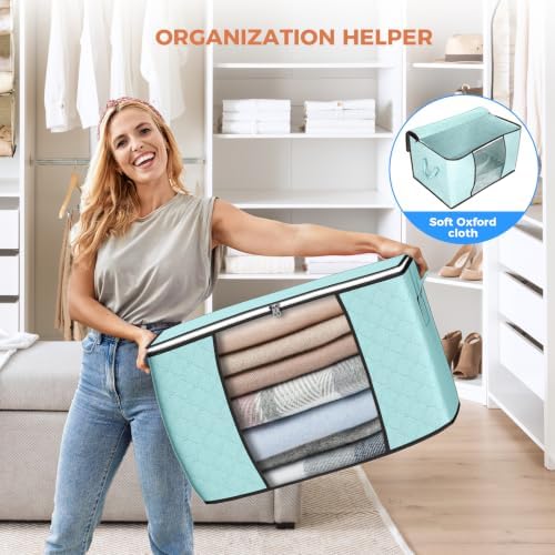 90L Large Storage Bags, 6 Pack Clothes Storage Bins Closet Organizers - Image 6