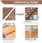 PrimeZone 81 PCS Solid Acacia Wood Interlocking Patio Deck Tiles Outdoor - Image 4