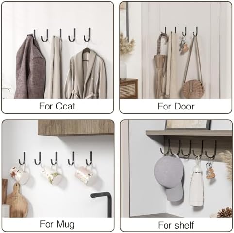 20-Pack Door Hooks for Coat and Towel Black - Image 7