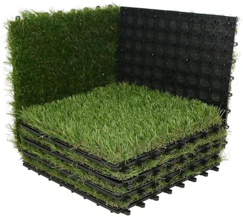 XLX TURF Artificial Grass Tiles Interlocking Outdoor Turf 12"x12" 6 Pack by XLXTURF