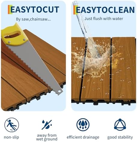 GarveeTech 27-Pack 12"X12" Composite Deck Tiles | Interlocking Waterproof Patio - Image 4