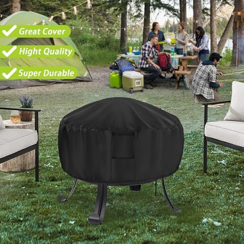 Round Fire Pit Cover, 30 Inch Outdoor Firepit Covers, Heavy-Duty Windproof - Image 6