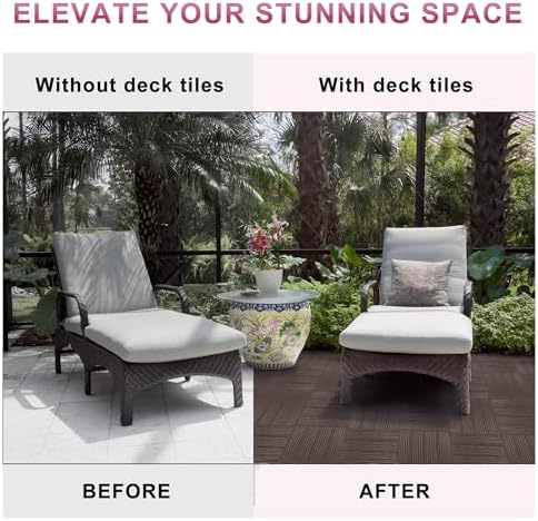 Plastic Interlocking Deck Tiles 12 Pack, 12in Waterproof Patio Flooring - Image 5
