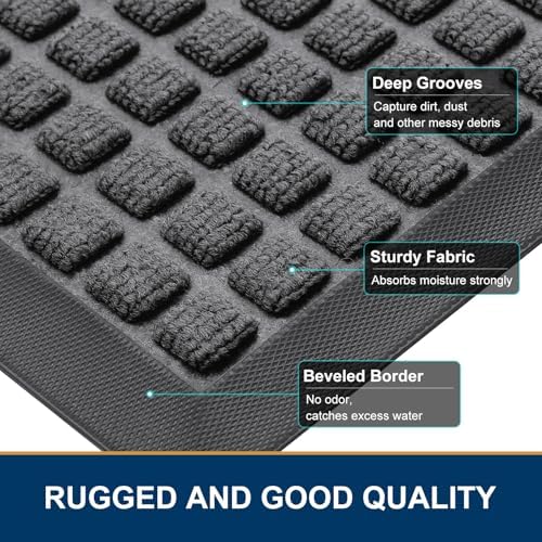 Smiry Front Door Mat Outside Entrance, Natural Rubber Doormat, 71x23 Inch - Image 3