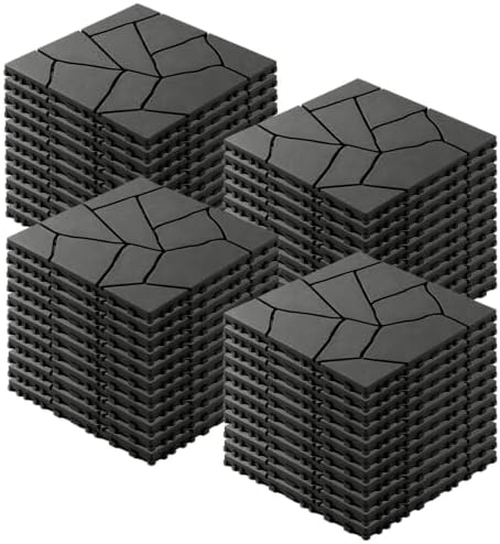 Interlocking Deck Tiles Outdoor, 44 Pack 12" Stone Pattern Patio Flooring by Unknown