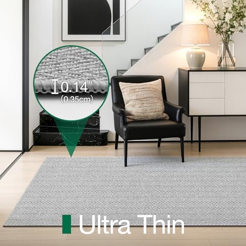 LUMI Ultra Thin Runner Rug for Hallway 2'x8', Entryway Rug, Light Gray - Image 3