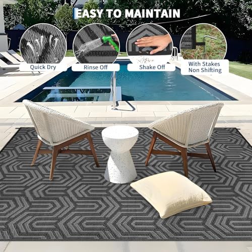 9x12 Outdoor Rug Waterproof Foldable Plastic Straw Carpet - Image 7
