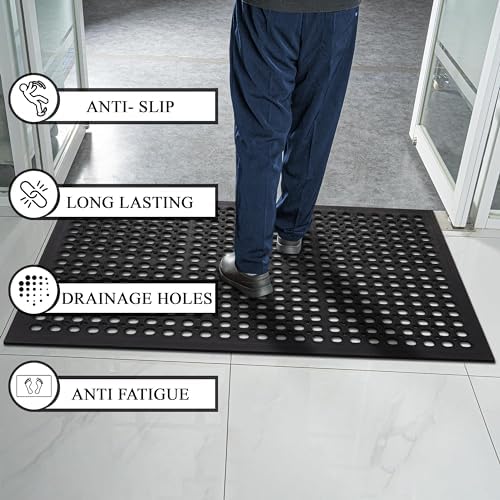 A1 Home Collections Anti Fatigue Mat, 0.6" Thick Heavy Duty Rubber Floor Mat - Image 3
