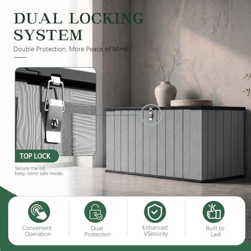 Outdoor Storage Shed, Resin Waterproof Storage Cabinet, Large Deck Box - Image 6
