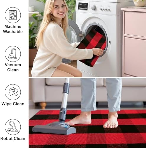 OLANLY Fall Door Mat, Buffalo Plaid Rug - Image 6