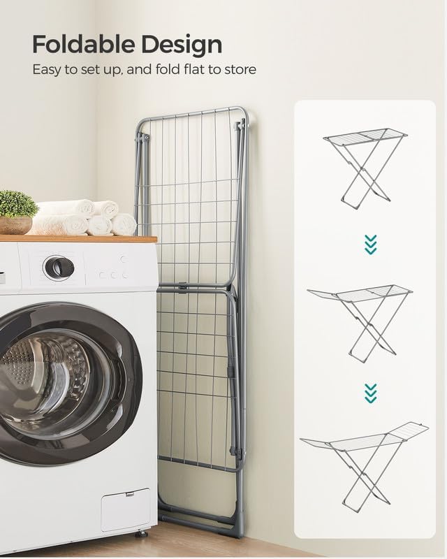 SONGMICS Clothes Drying Rack, Heavy Duty, 2 Gullwings - Image 4
