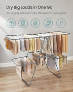 SONGMICS Clothes Drying Rack, Foldable 2-Level Stee Laundry Drying Rack - Image 3