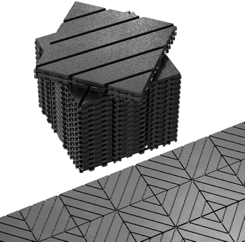 44 Pack Plastic Interlocking Deck Tiles, Patio Floor Decking Tiles by Unknown
