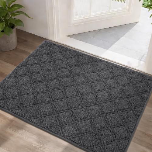 BEQHAUSE Dirt Trapper Door Mat 24" x 36" Non-Slip Washable, Dark Grey by BEQHAUSE