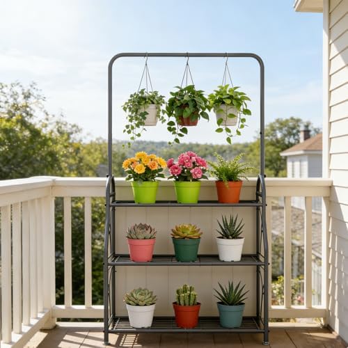 SORCEDAS Plant Stand Outdoor Indoor 3 Tier Metal - Image 2