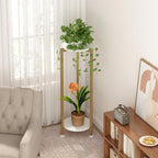 2 Tier Plant Stand Indoor Corner Tall Round Shape Plant Shelf - Image 4