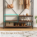 Garvee Coat Rack with Shoe Storage, 16 Hooks, Entryway Organizer - Image 6