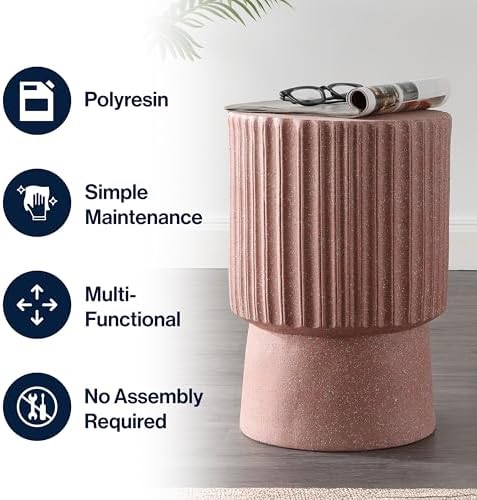 JONATHAN Y Louisa Outdoor Accent Table 19" Fluted Polyresin - Image 5