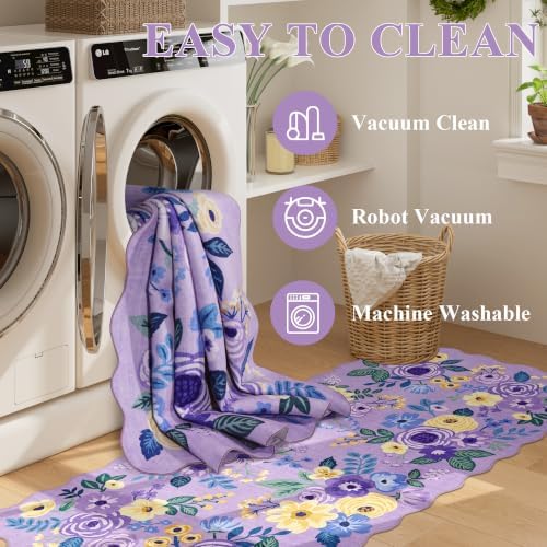 DUKINO 4x6 Area Rug, Non Slip Floral Washable Rug - Image 6