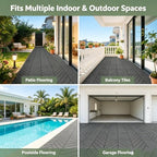 44 Pack Dark Gray 12x12 PP Plastic Interlocking Deck Tiles, Waterproof Indoor - Image 5