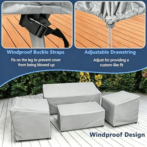 STARTWO Outdoor Furniture Cover 4 Piece Set, Regular 420D - Image 3