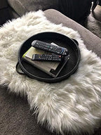HofferRuffer Top Nocth PU Leather Round Serving Tray, Decorative Serving Tray - Image 2